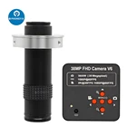 Цифровой промышленный видеомикроскоп Full HD 38MP 2K 1080P 60FPS HDMI с увеличительным стеклом и регулируемым зумом 120X с объективом с креплением