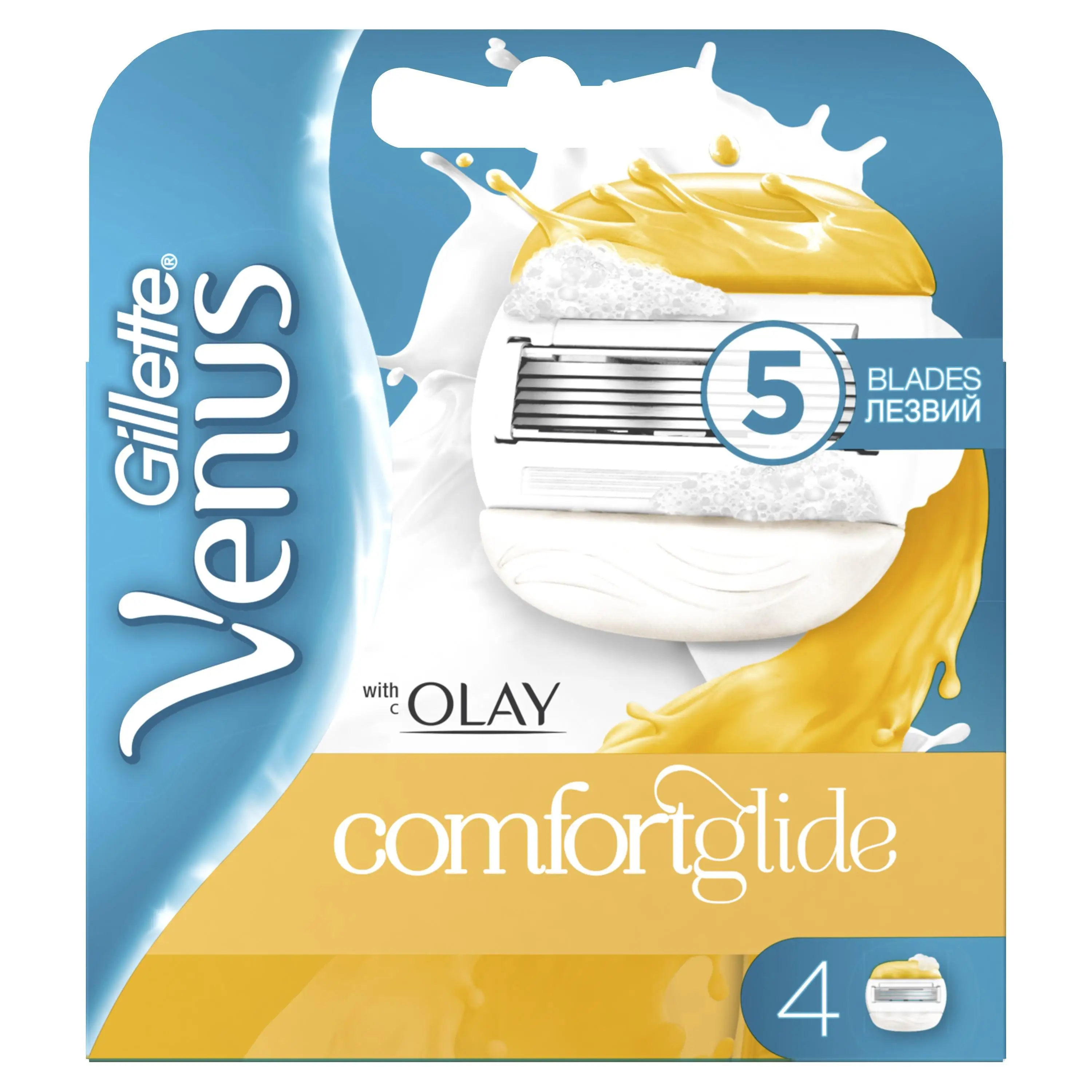 Сменные картриджи для бритвы Gillette Venus & OLAY 4 шт. Бритва comfortglide с olay 2 в 1 ленты