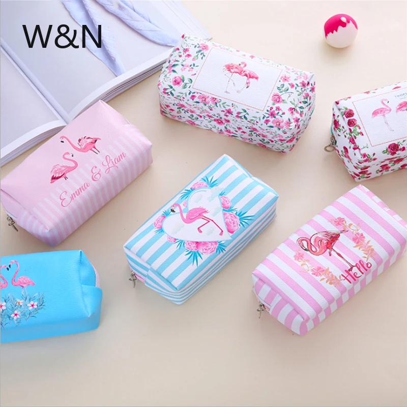 Чехол для карандашей с фламинго Холщовая Сумка школьный чехол девочек большой