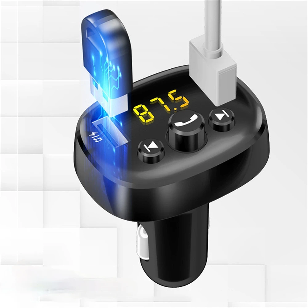 

Bluetooth 5.0 FM Transmitter Car Kit MP3 Modulator Player Wireless Handsfree Audio Receiver Dual USB Fast Charger 3.1A USB AUX