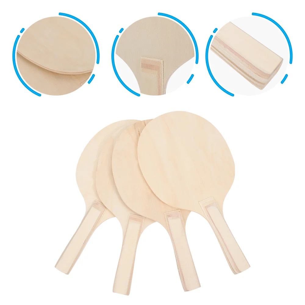 

4Pcs Table Tennis Rackets Practical Training Paddles for Sport Game (Light Brown)