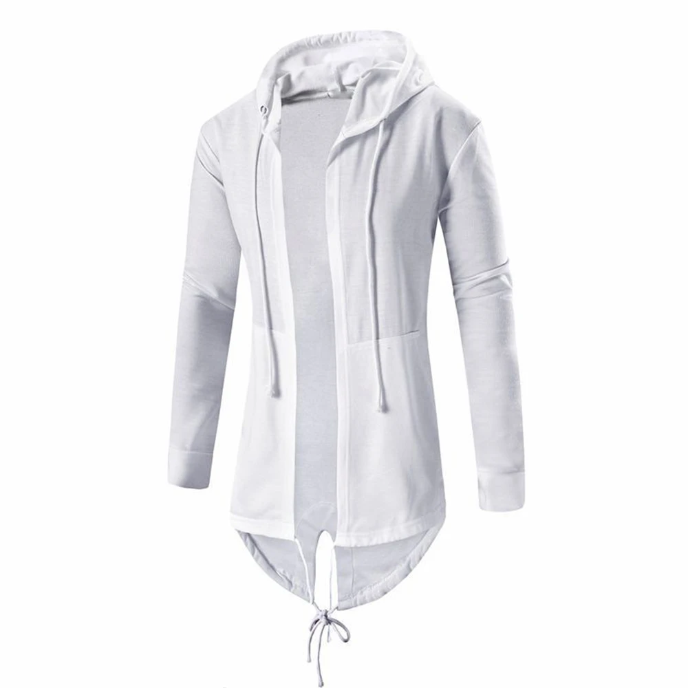 

New Spring Summer Men Hoodie Casual Solid Color 3XL Jacket Sweatshirts Long Sleeve Loose Jacket Irregular Drawstring Coats