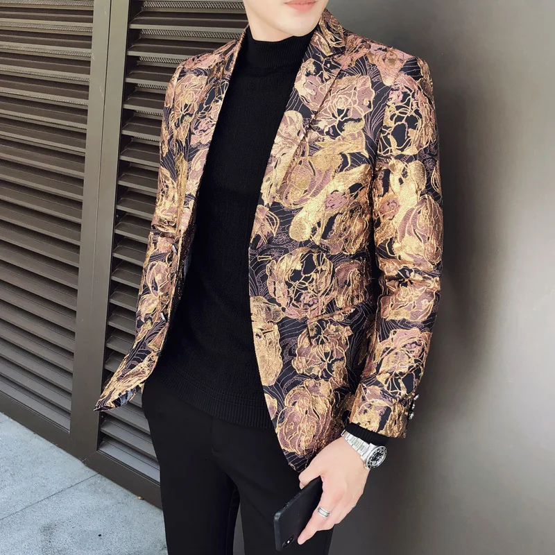 Personality Jacquard Wedding Floral Men Party Stage Singer Costume Homme Size 5xl 2020 Spring Mens Blazer Jacket | Мужская одежда
