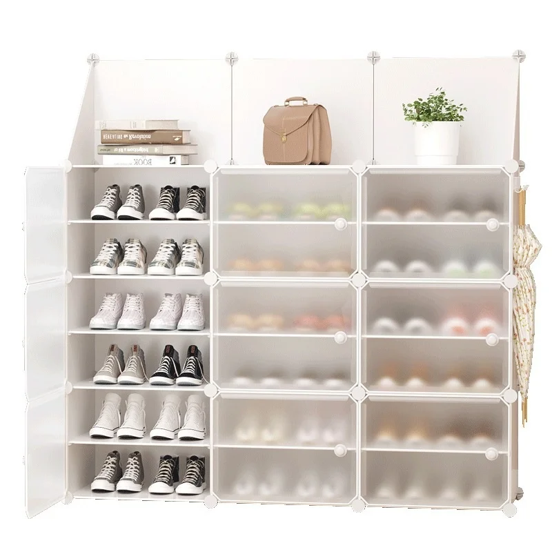 

Cube Plastic Dustproof Shoe Cabinet DIY Multilayer Shoe Rack Storage Shoes Boots Organizer with Door Home Furniture Space Saving