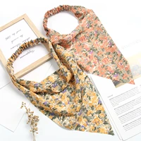 floral printting hair scarf scrunchies vintage triangle bandanas headband without clips elastic hair bands headwrap accesories