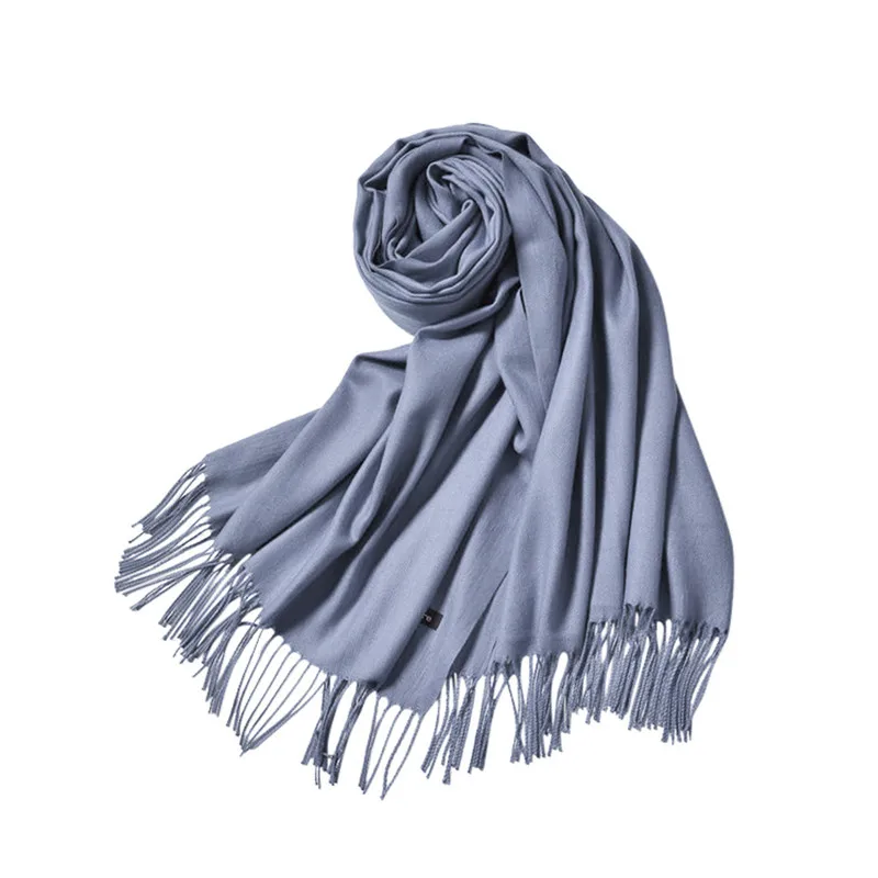 Женский толстый шарф однотонная вечерняя шаль с кисточками вечерние шали