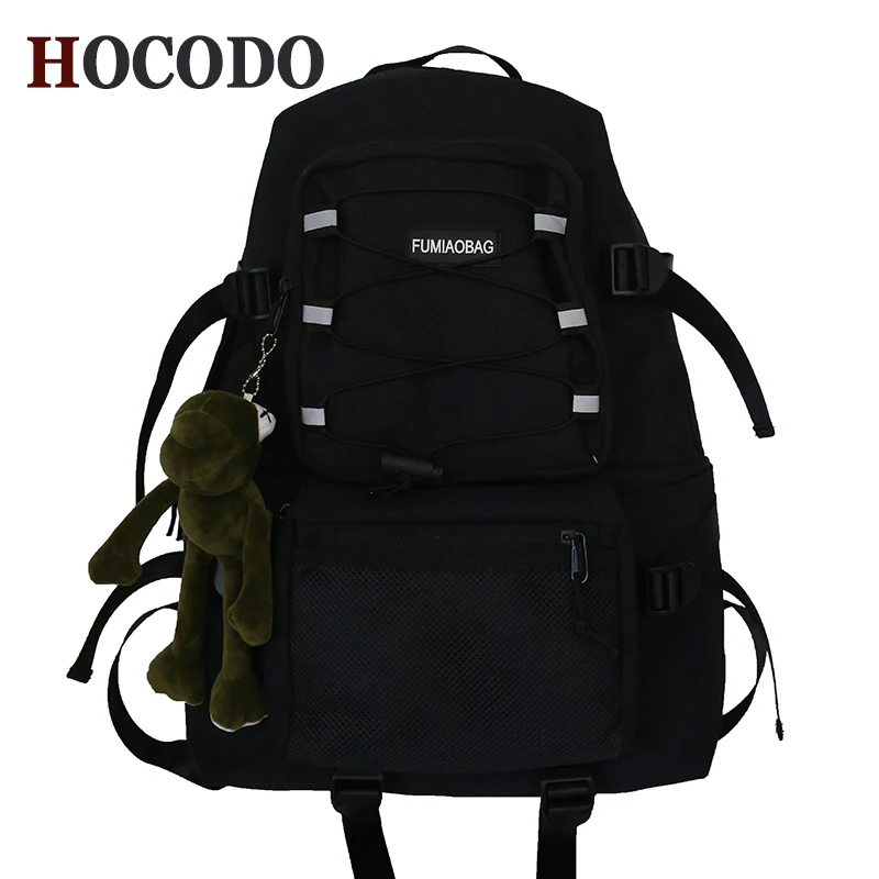 

HOCODO Fashion Reflective Stripe Men Backpack Large Capacity Travel Backpack Unisex Anti-Theft Waterproof School Bag Laptop Bag