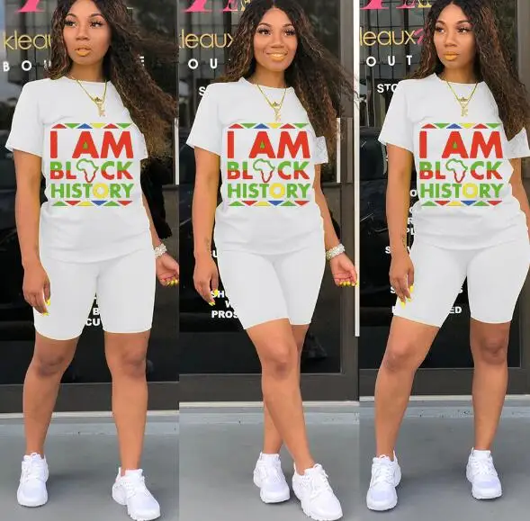 Женская спортивная одежда из 2 предметов Повседневная модная хлопковая Футболка