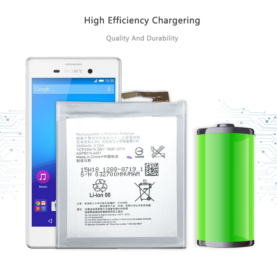 

Mobile Phone Battery For Sony Xperia M4 Aqua 4G E2303 E2333 E2353 Battery LIS1576ERPC/AGPB014-A001 2400mAh