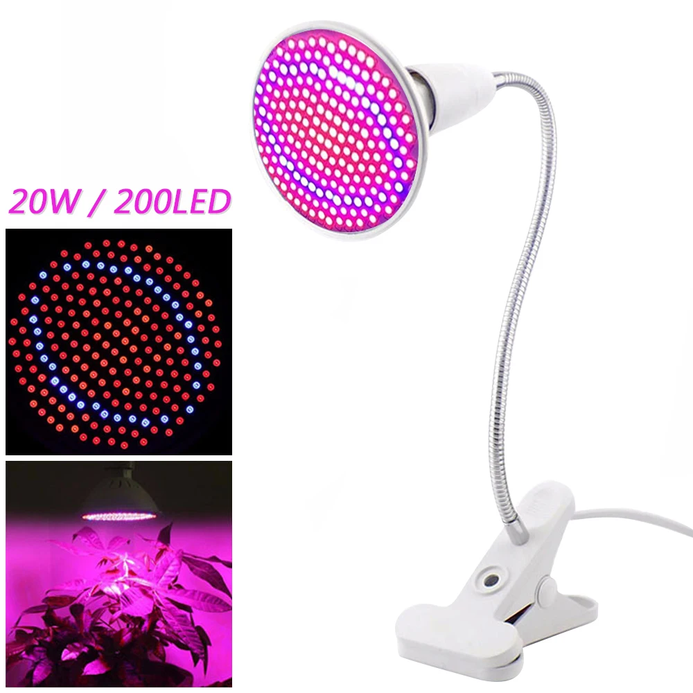 20W 20LED Phyto лампа полного спектра светодиодный светильник для выращивания растений E27 Лампа 180 Угол луча для комнатный гидропонный саженцы цветок растительный тент коробка - Испускаемый цвет: 20W 20LED