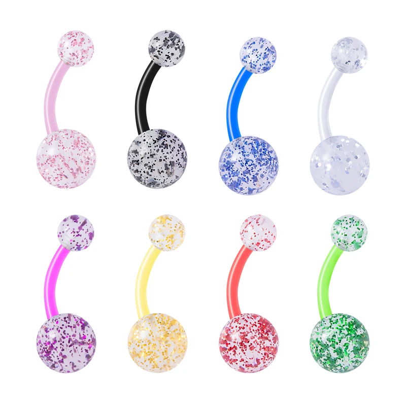 

10-50pcs Flexible Belly Piercing Navel Bar Ring Colorful Acrylic Belly Button Rings Ombligo Sexy Stud for Women Body Jewelry 14G