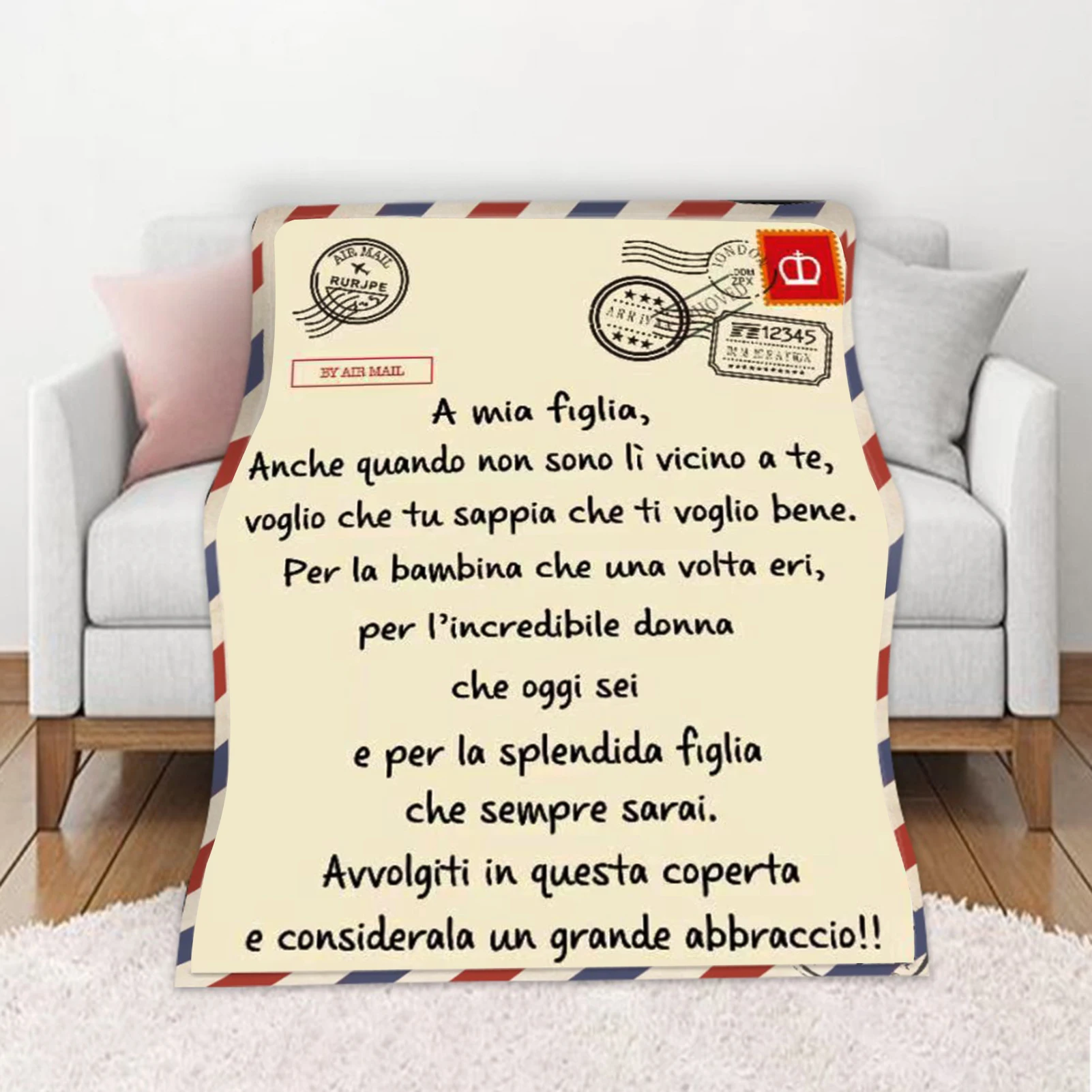 Flannel Blanket Air Mail 3D Printing Sofa Keeping Warm Children Home Textile Italian English Letter Quilt | Дом и сад