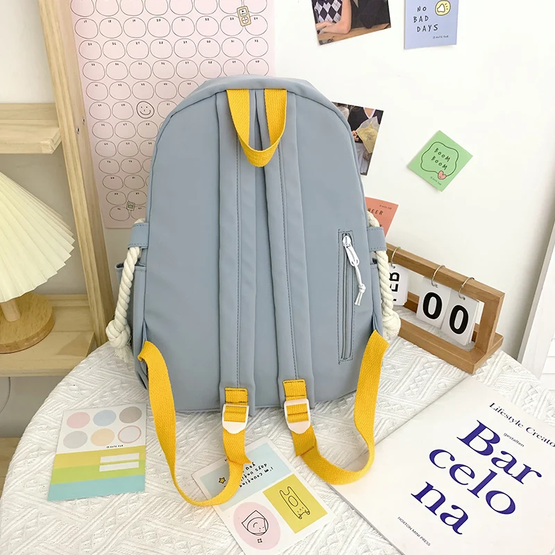 

Bags For Women Casual Color Matching Canvas Large Capacity Cute Cartoon Rabbit Schoolbag Backpack Women Sacoche Homme Bolsos