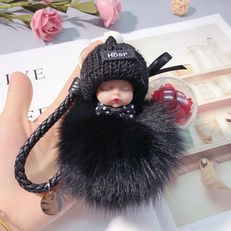 

Creative Cute Plush Doll Keychain Fox Fur Doll Diy Immortal Flower Bag Key Chain Accessories Keychains Keychain for Girls