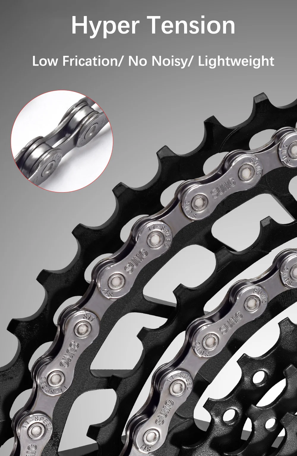Серая цепь для велосипеда SUMC X8 X9 X10 X11 легкая 8 9 10 11 скоростей MTB дорожный велосипед