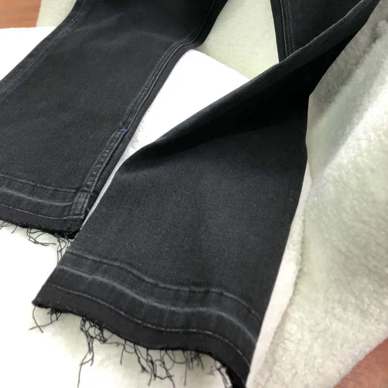 

2021 Spring Autumn New Products Classic Trendy Design Casual Versatile Split Women's Mid Waist 9-point Small Leg Straight Jeans