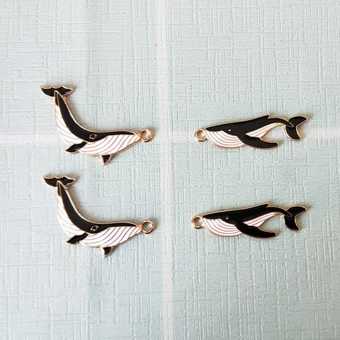 10 шт., эмалированные Подвески в виде милых акул, Кита