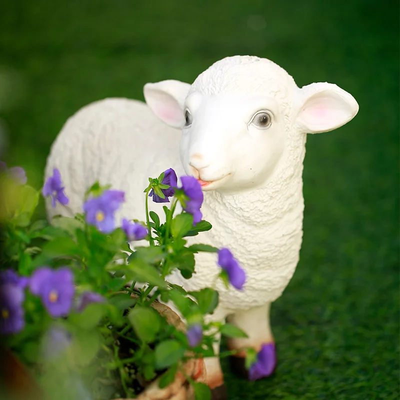 

Украшения для сада в виде животных, пасторальные милые украшения из смолы, ягненка, двора, балкона, аксессуары для домашнего декора, украшен...