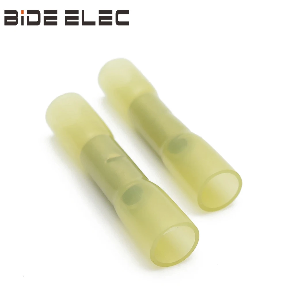 100 шт. желтые термоусадочные изолированные стыковые соединители