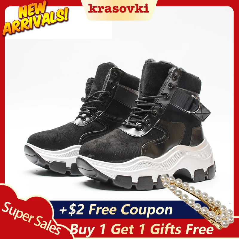 Krasovki Hot Sale Snow Boots Women Winter Shoes Plush Fur Warm Booties Platform Thick Footwear for | Обувь
