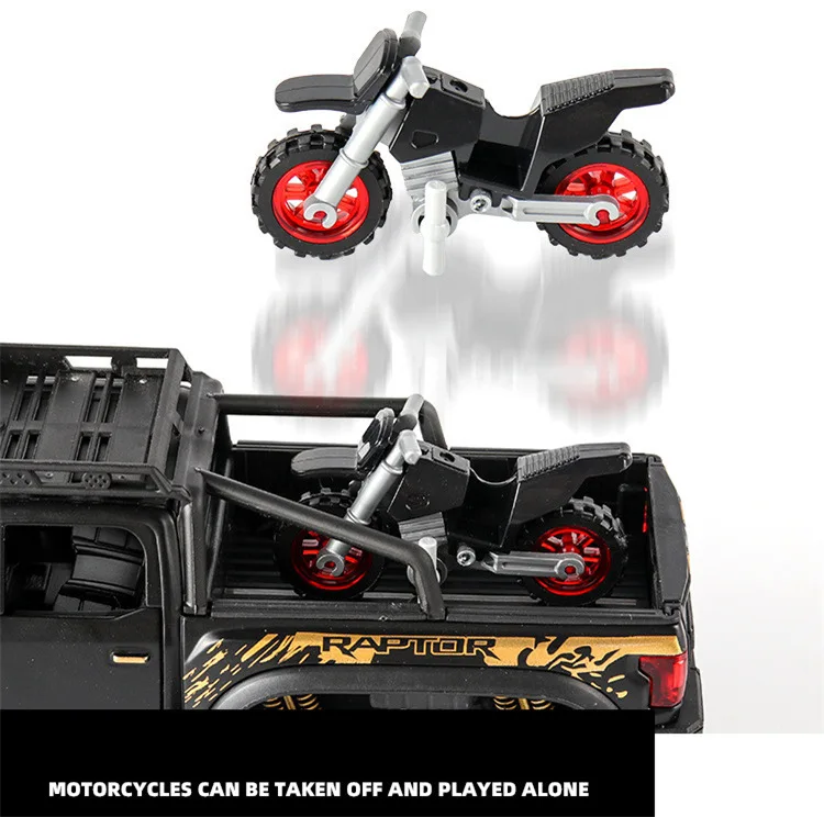 Горячая Распродажа 1:28 Новинка Ford F150 Raptor модель сплава, литье под давлением звук и светильник обратно к модели автомобиля, Изысканные Подарки
