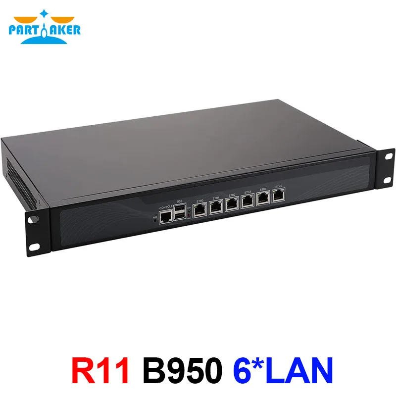 Partaker R11 1U Rackmount Intel Pentium B950 Network Server with 6 Intel Lan PC Firewall Router pfSense USB COM VGA FAN