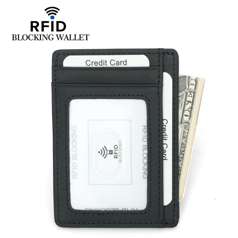 Новый тонкий кожаный бумажник с блокировкой RFID держатель для кредитных карт