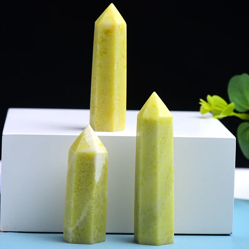 Оптовая продажа натуральный Золотой Берил шестигранный кристалл точка высокого