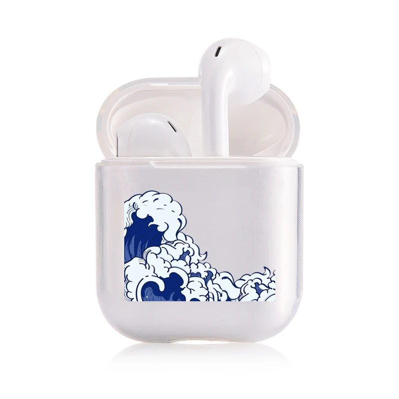 I201399 Мягкий силиконовый милый Чехол Air Pods для Apple airpods, Роскошный прозрачный чехол Airpods с рисунком морской волны, аксессуары для наушников - Цвет: I201399