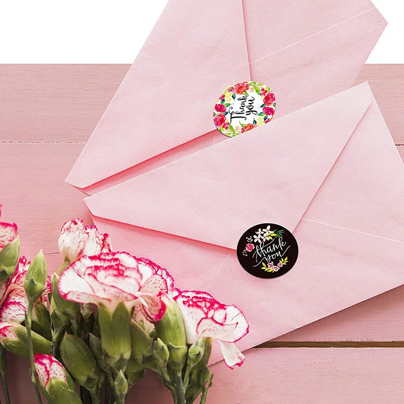 Уникальные 8 видов конструкций Цветочные благодарим вас наклейки этикетки для