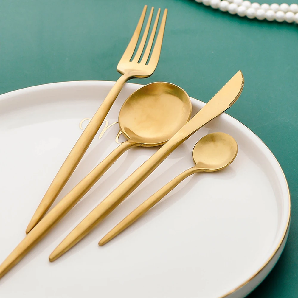 Набор столовых приборов из нержавеющей стали переносная Золотая ложка вилка нож