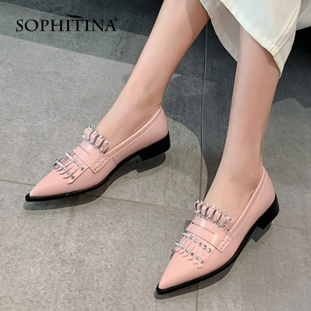 Женские туфли из овечьей шкуры SOPHITINA удобная повседневная обувь на плоской