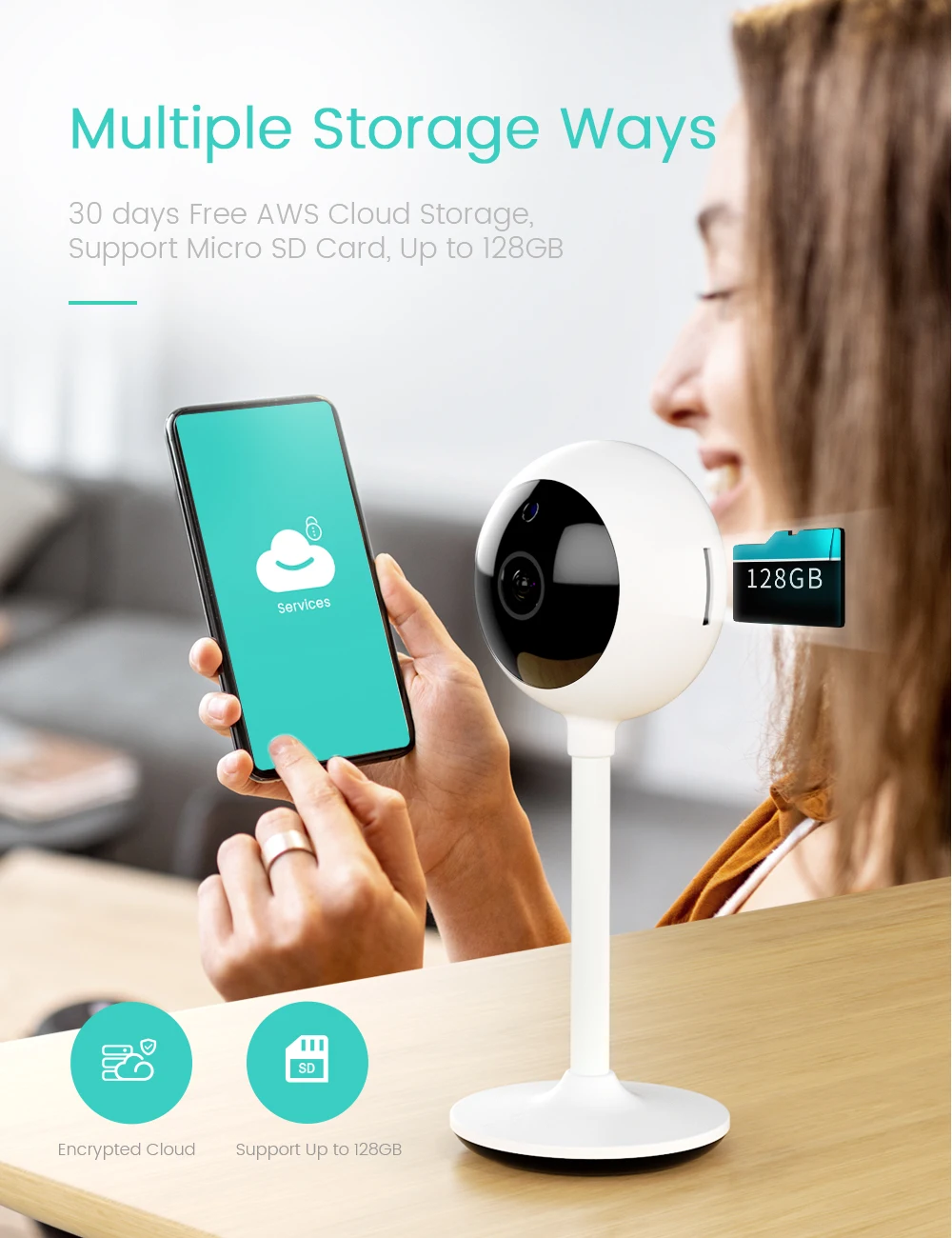 

Tuya Smart WiFi Home Security IP Camera Works with Alexa and Google Assistant 1080P Night Vision 2-Way Audio Surveillance Camera