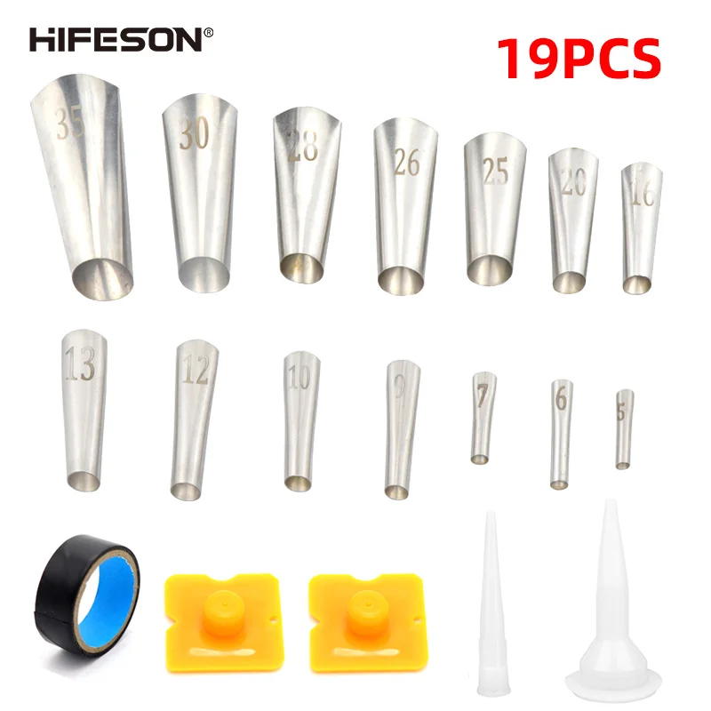 

19PCS Laser Marking Duckbill Shape Stainless Steel Glue Nozzle Glue Gun Accessories Door and Window Glue Tool Scraper Tape
