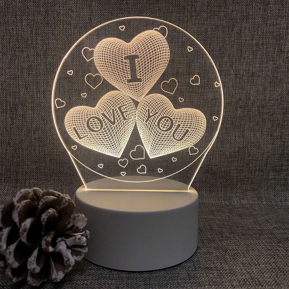 

Acrylic The Neon Lights 3D Stereo LED Night Lights Battery Operated Bedside Table Lamp For Birthday Festival Children Decorate