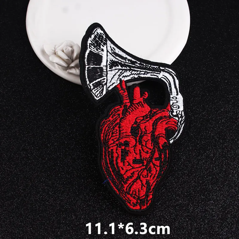 DIY Heart Patch Punk Patches Embroidered For Clothing Red Cool Stickers Clothes Stripe Badge Iron On Accessory | Дом и сад