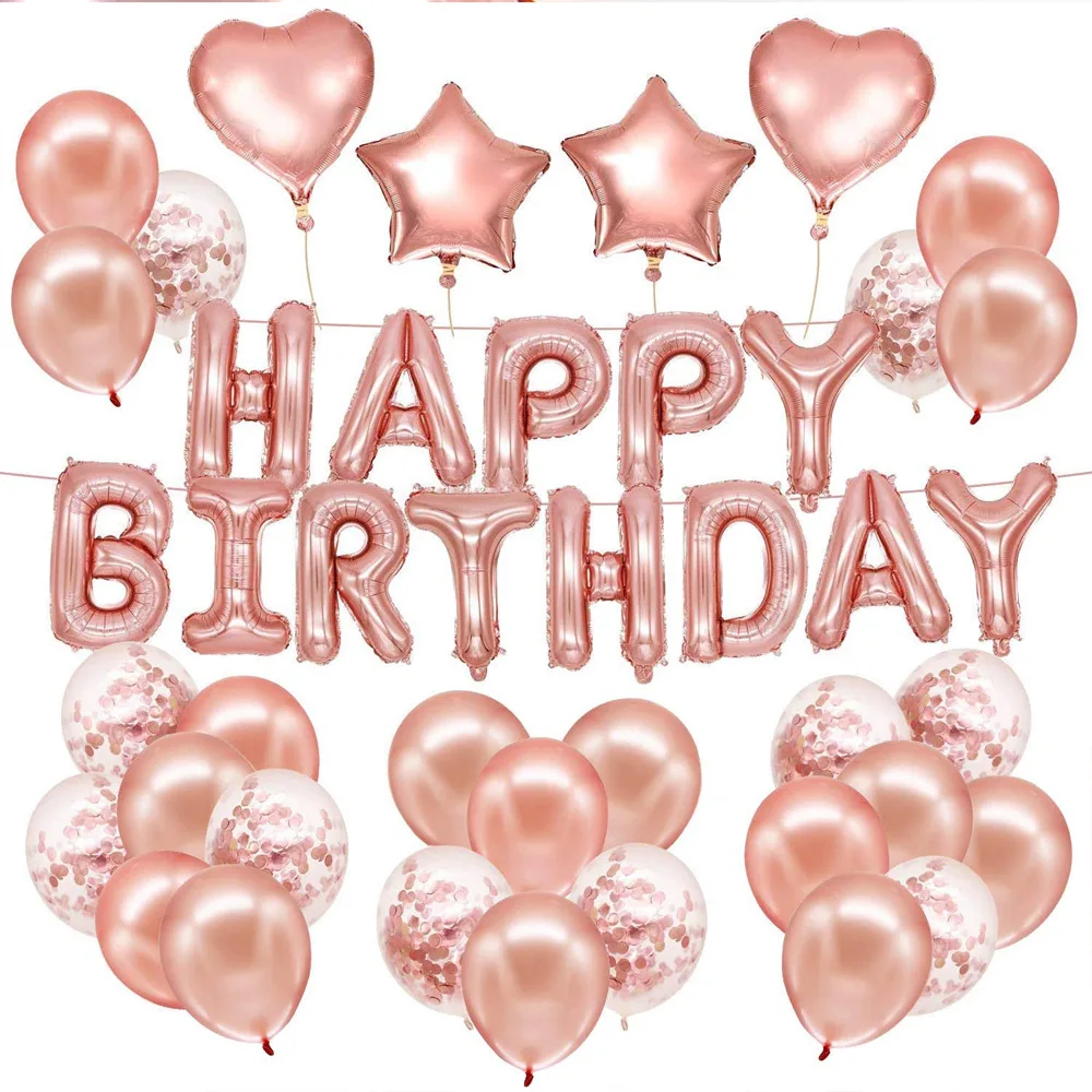

Латексные воздушные шары из розового золота с блестками, украшение для 1-го дня рождения для мальчиков и девочек, детские шары «сделай сам» д...