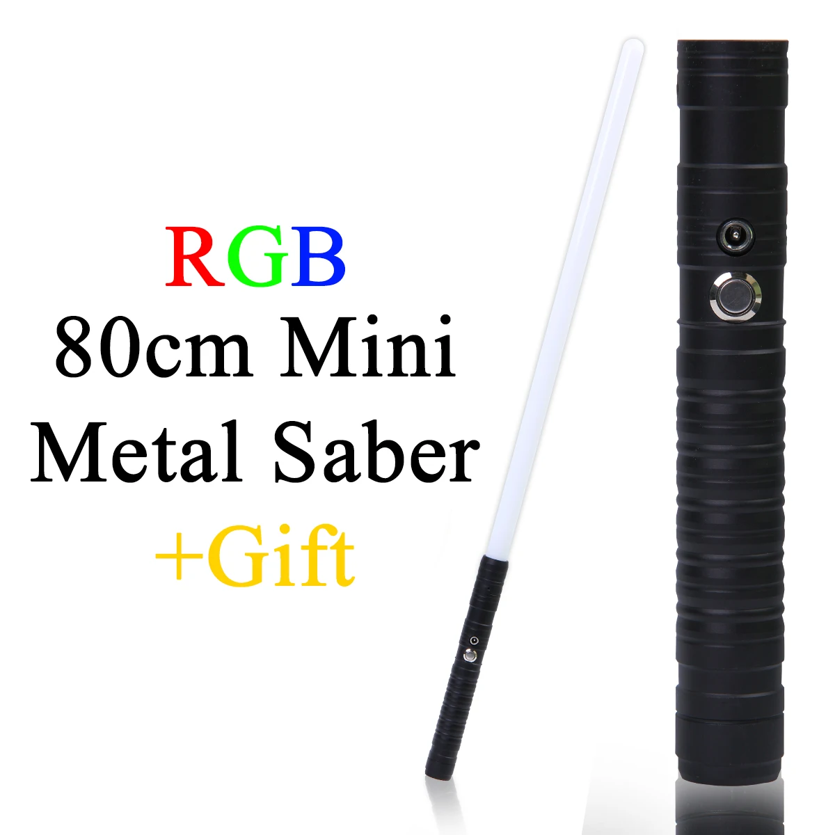 Mini Lightsaber RGB 7 Colors Change Metal Handle Laser Sword Heavy Dueling Sound Two In One Light Saber Cosplay Stage Props
