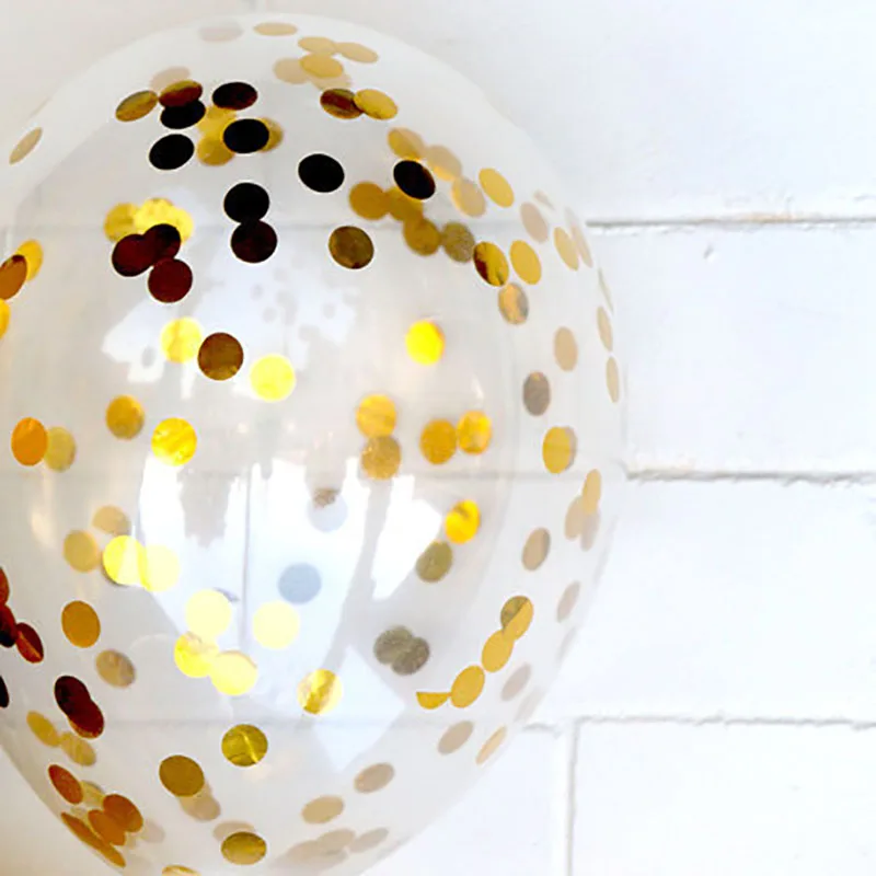 Прозрачные воздушные шары 12 дюймов латексные золотистые блестящие с конфетти