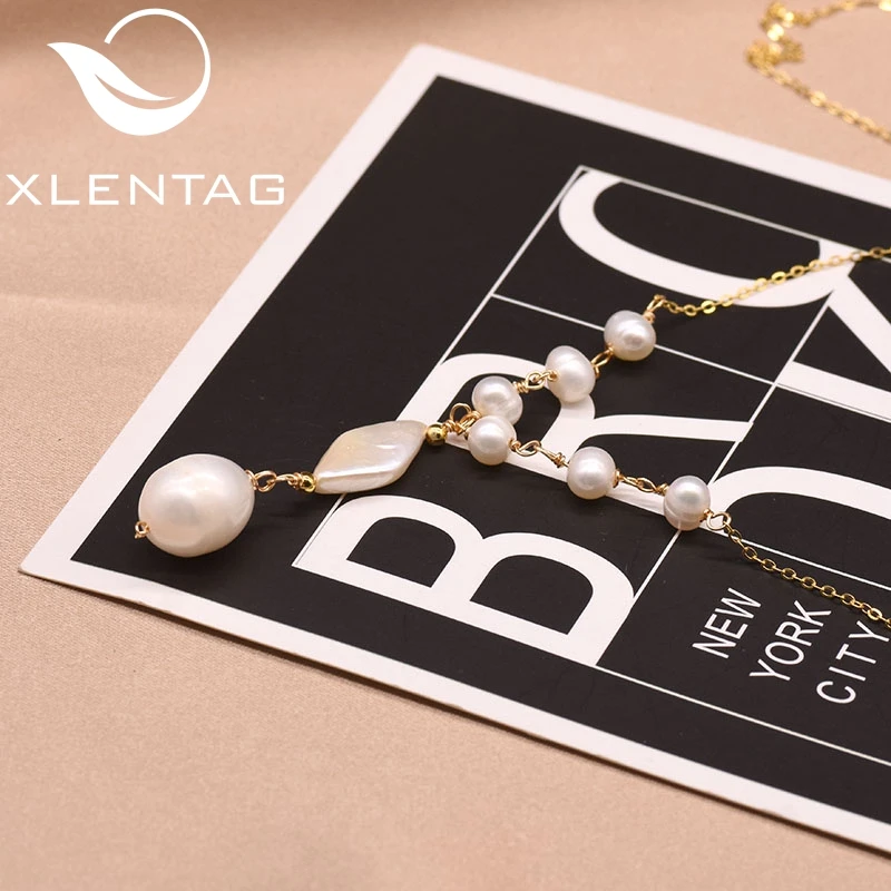 XlentAg ожерелье из стерлингового серебра 925 пробы с натуральным пресноводным