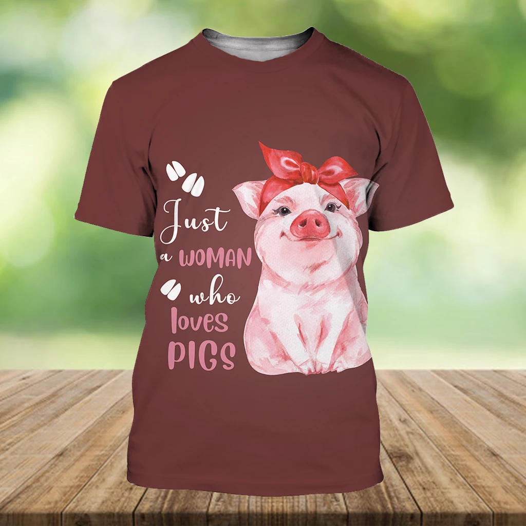 

2021 New 3D Love Pig T-shirt Men's Animal T-shirt Cool 3D Style Pattern 3DT Shirt Summer Trend Short Sleeve