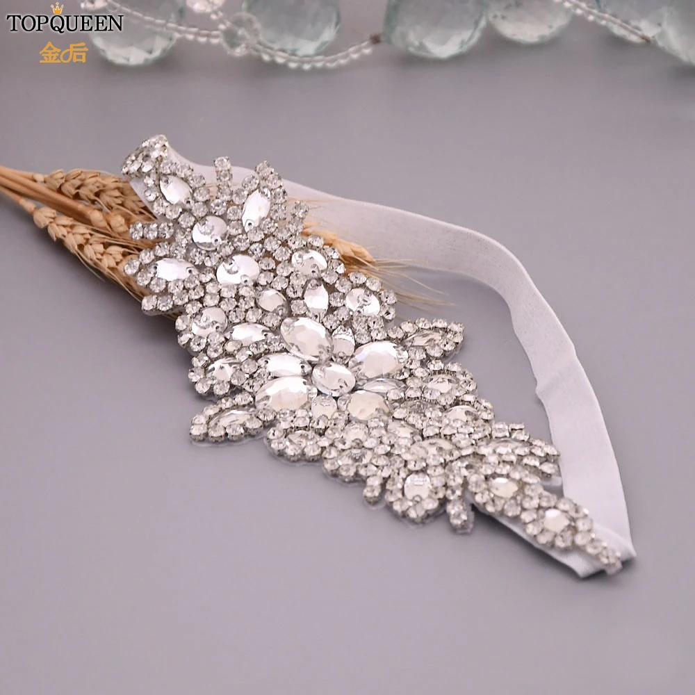 TOPQUEEN Свадебные Подвязки Стразы Вышивка цветок Бисероплетение белые сексуальные