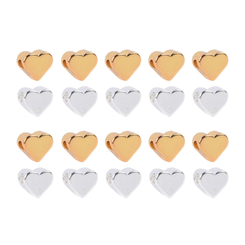 

10Pcs/Lot 6*7*4mm DIY Loose Spacers Beads Copper Love Heart Charms Beads For Jewelry Making Large Hole Heart-shaped Necklace