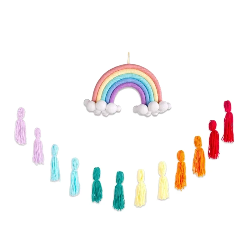 

Colorful Tassel Garland Banner Macrame Rainbow Wall Hanging Decorative Boho,for Party,Baby Shower,Nursery, Dorm,Room