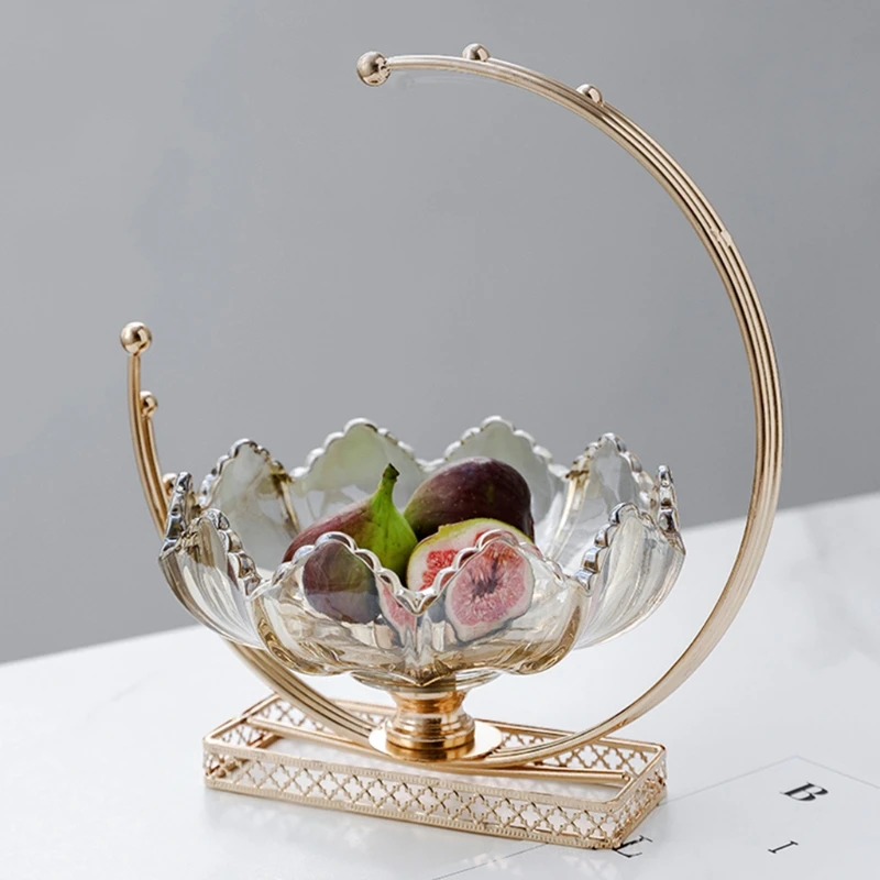 

Glass Fruit Tray Creative Light Luxury Living Room Coffee Table Snacks Modern Home Accessories Candy Storage Box