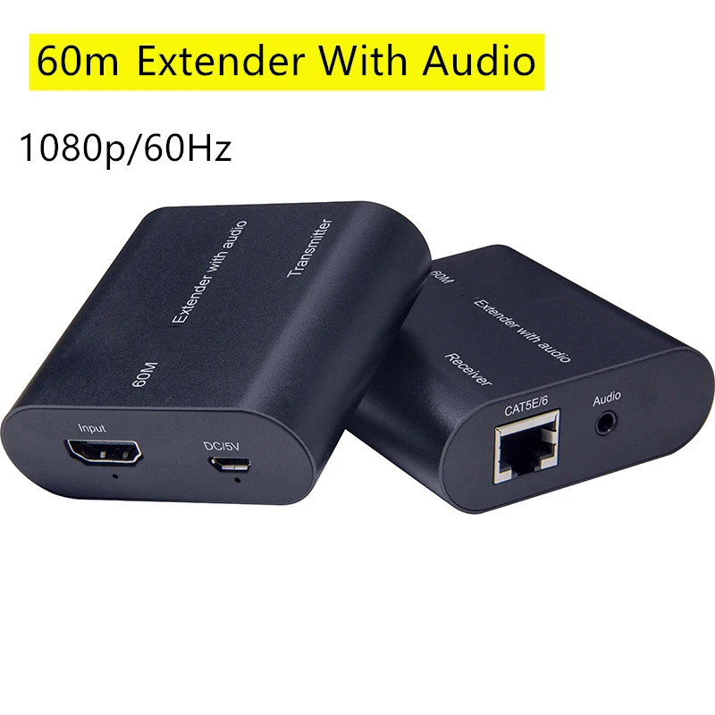 1080P/60 Гц HDMI совместимый удлинитель с приемником аудиопередатчика по Cat5e /Cat6 кабелю