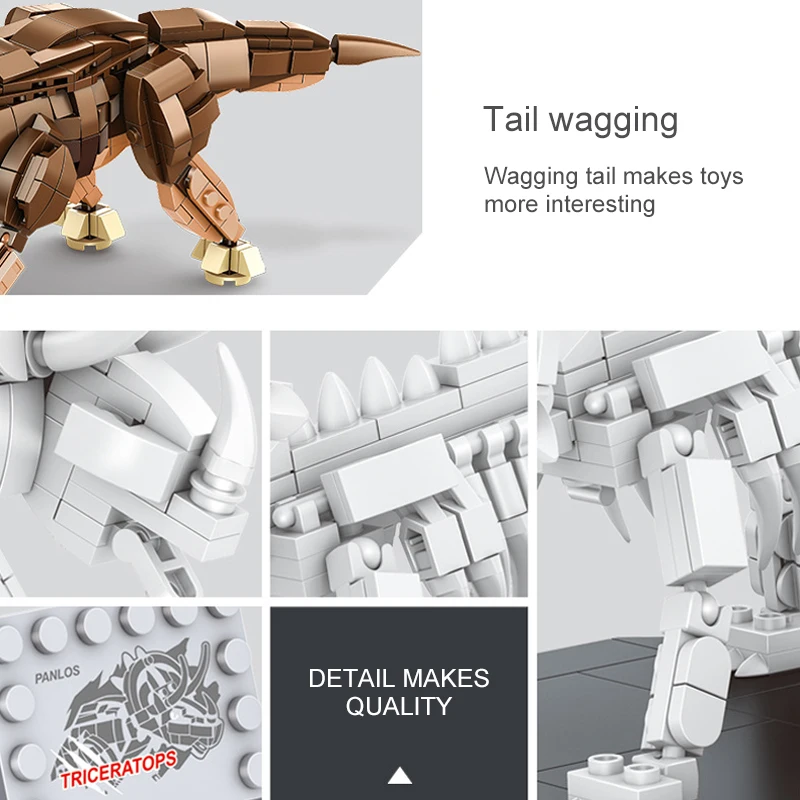 

795Pcs Creative Triceratops and Fossils Building Blocks 2 Styles Dinosaur Skeleton Jurassic Animal Model Bricks Toy For Children