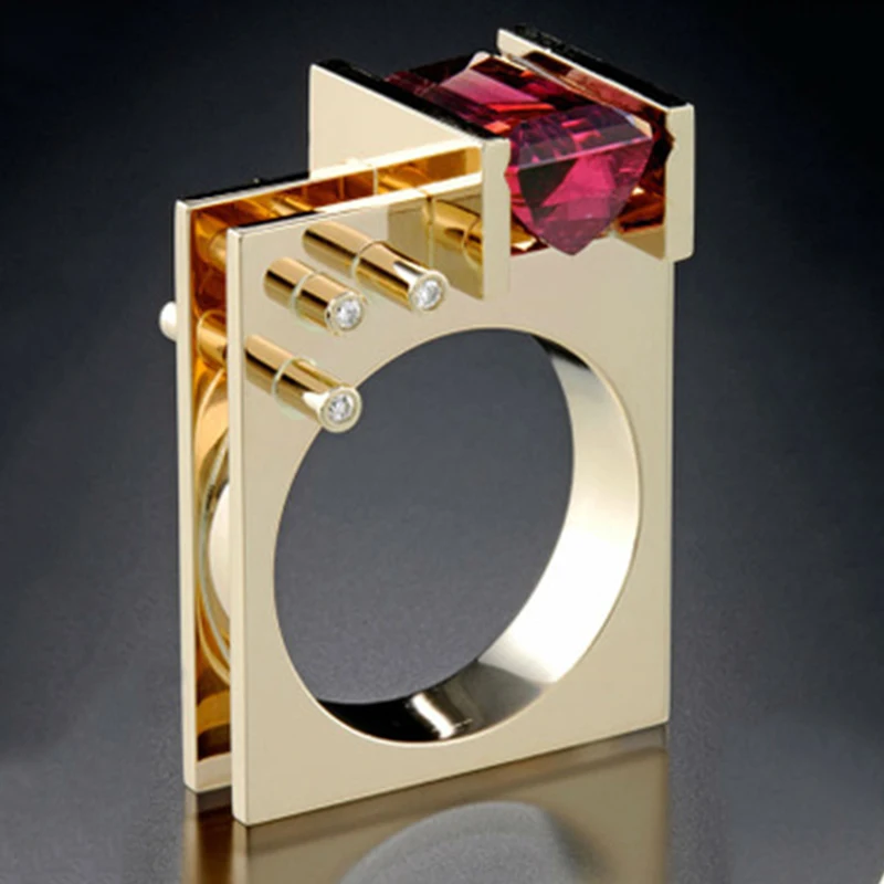 Женское Обручальное кольцо большой красный камень циркон обручальное милое