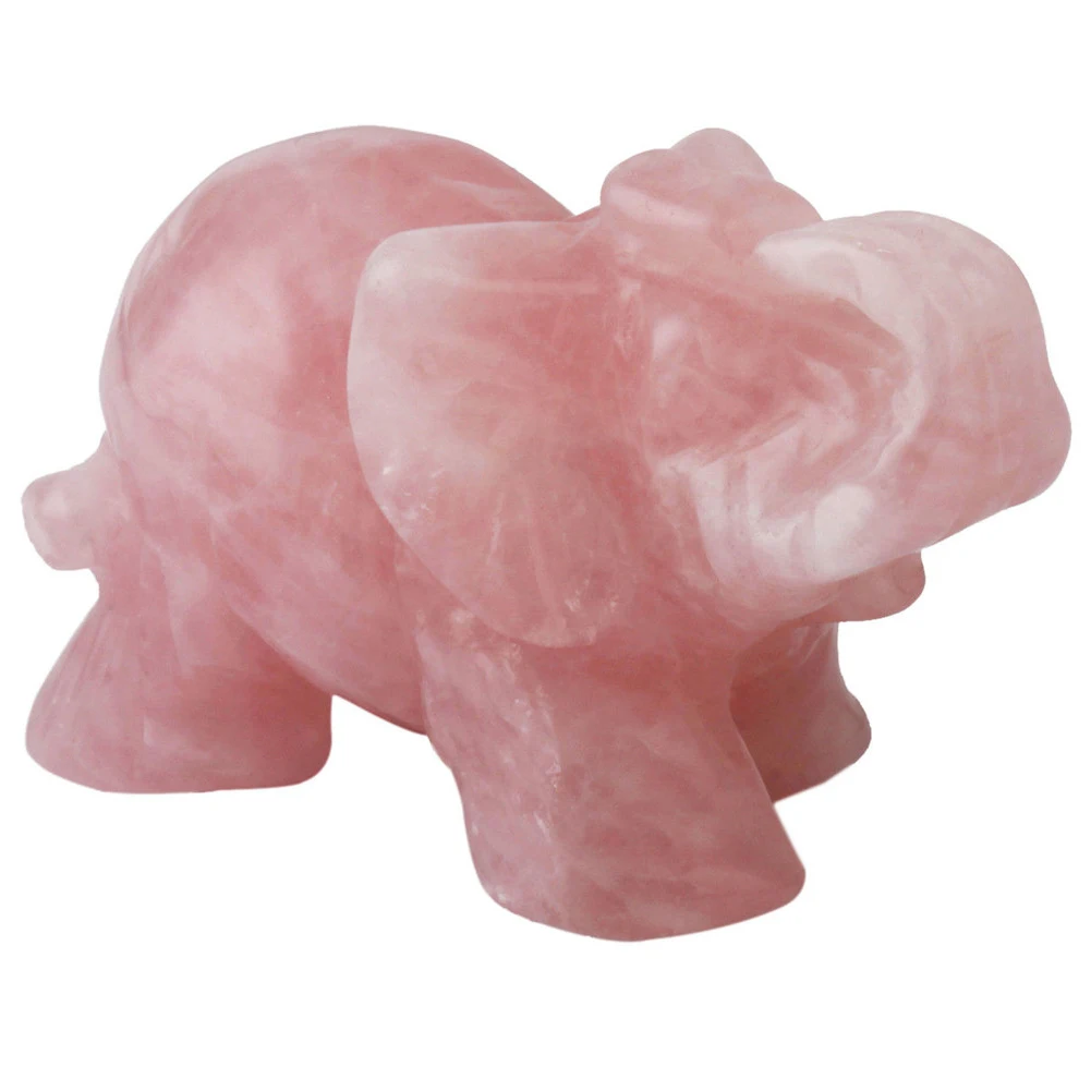 Розовый слон статуя натуральный драгоценный камень резьба исцеляющий Кристалл