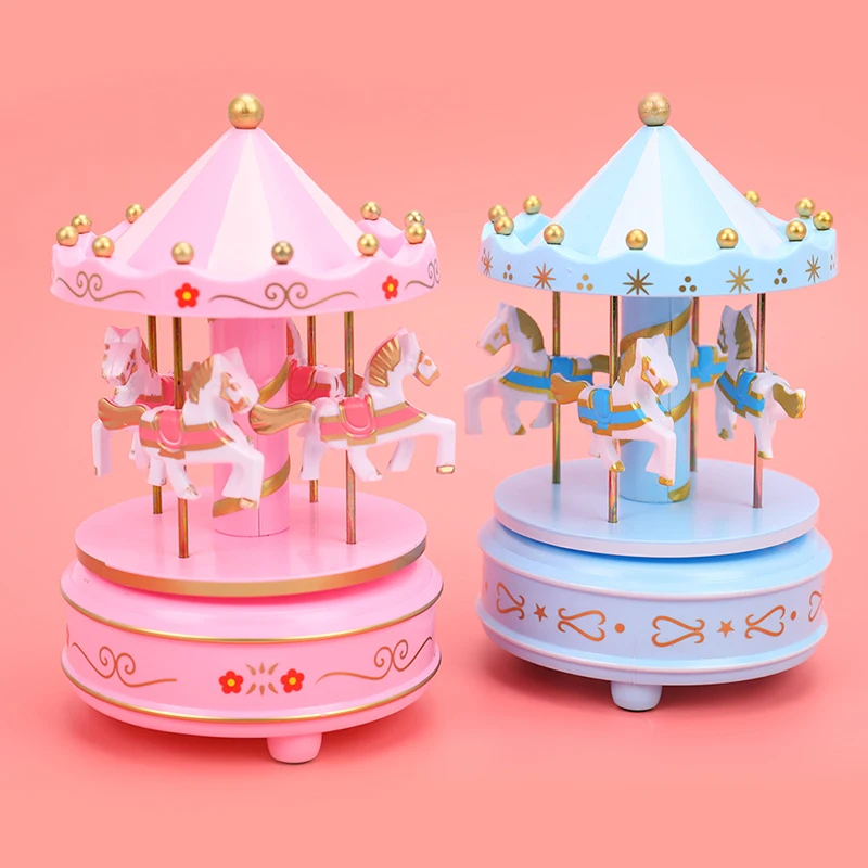 

Веселая круглая деревянная музыкальная шкатулка, игрушечная карусель, лошадь, музыкальная шкатулка, Рождество, свадьба, подарок на день рож...